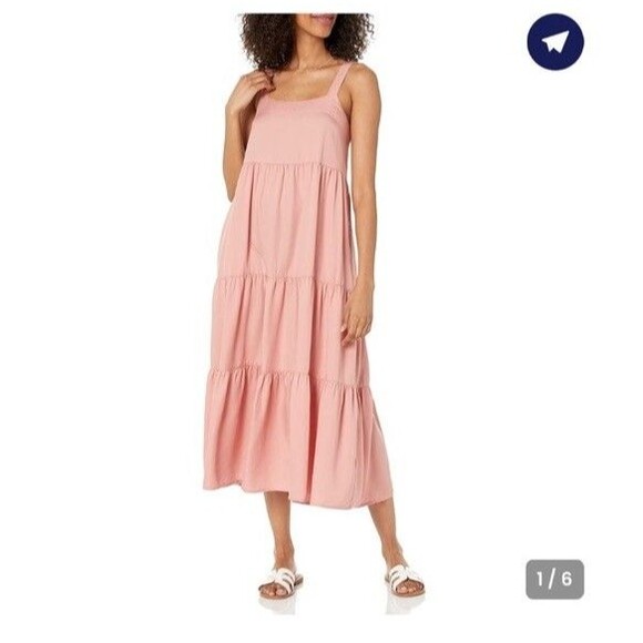 NEW The Drop Britt Tiered Maxi Tent Dress Rosette Mauve‎ Pink X-Small XS Boho - Picture 2 of 10